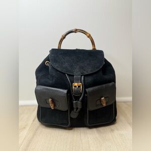 Gucci Black Backpack with Bamboo Handle